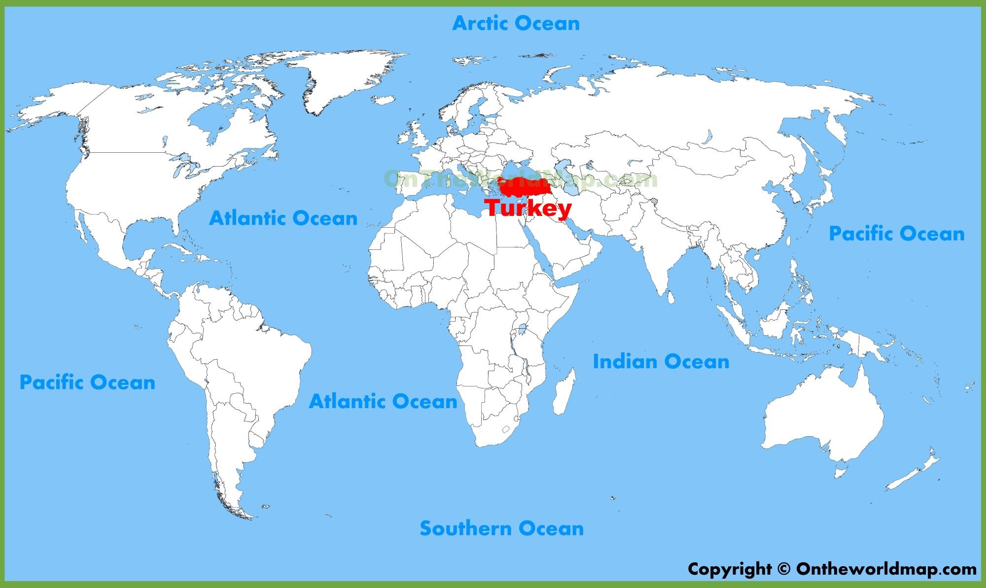 Turchia posizione sulla mappa del mondo Turchia paese nella mappa del mondo (Asia Occidentale