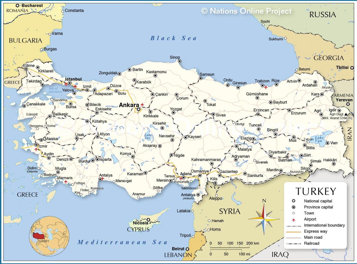 Turchia paese mappa dei paesi circostanti
