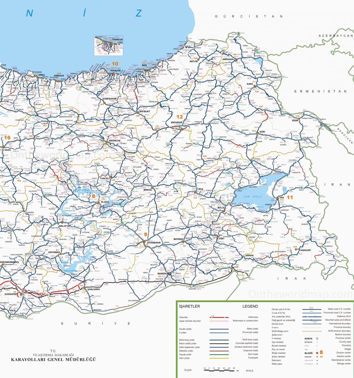 mappa dettagliata della Turchia meridionale