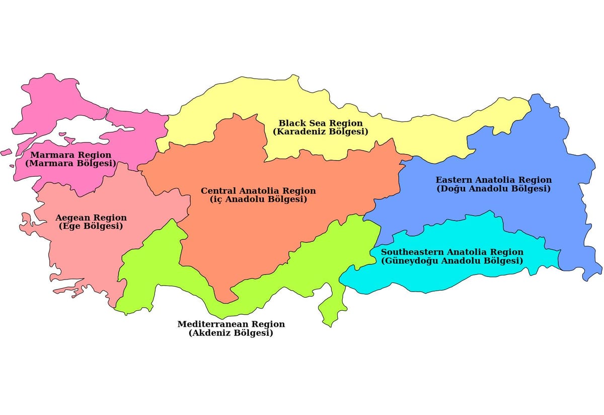 mappa di regione della Turchia
