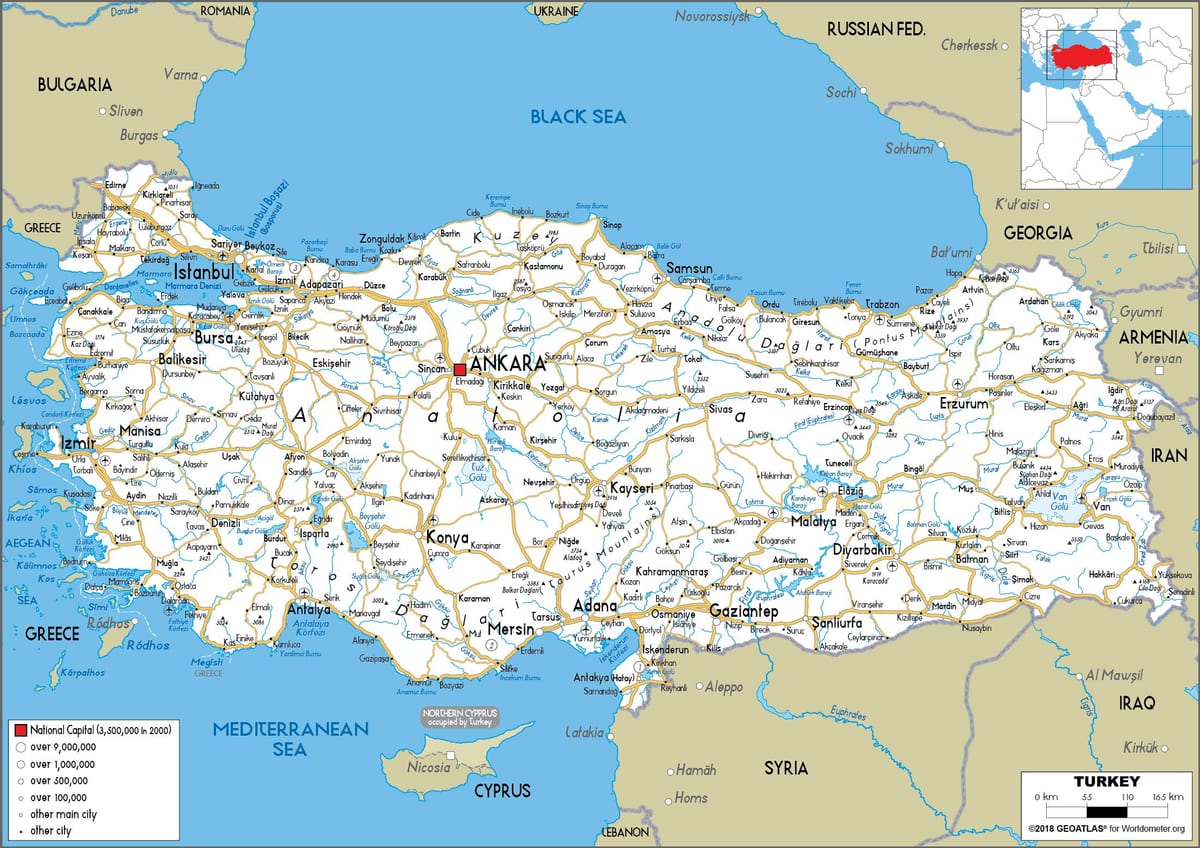 mappa della Turchia strada