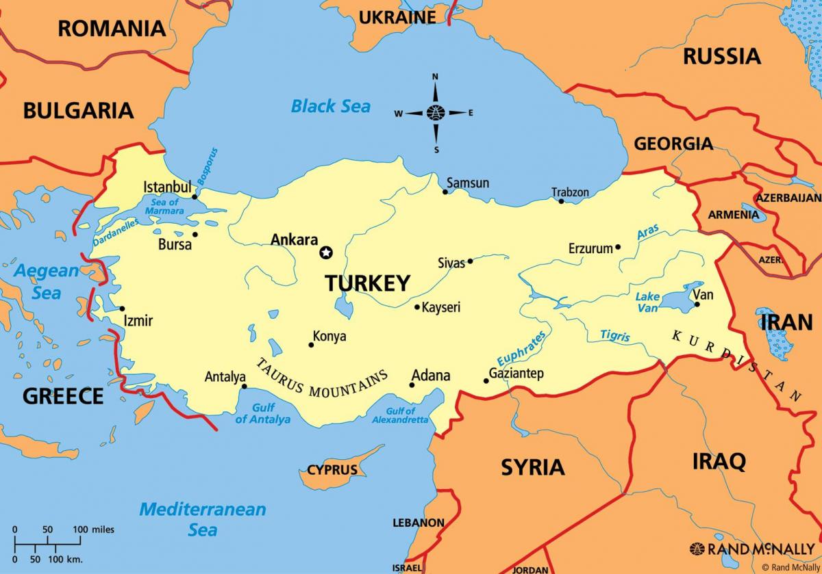 mappa della Turchia continente