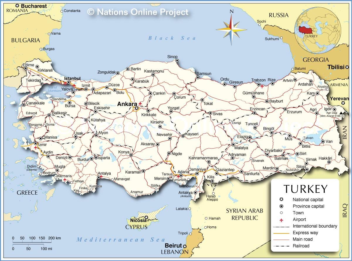 mappa della Turchia mare