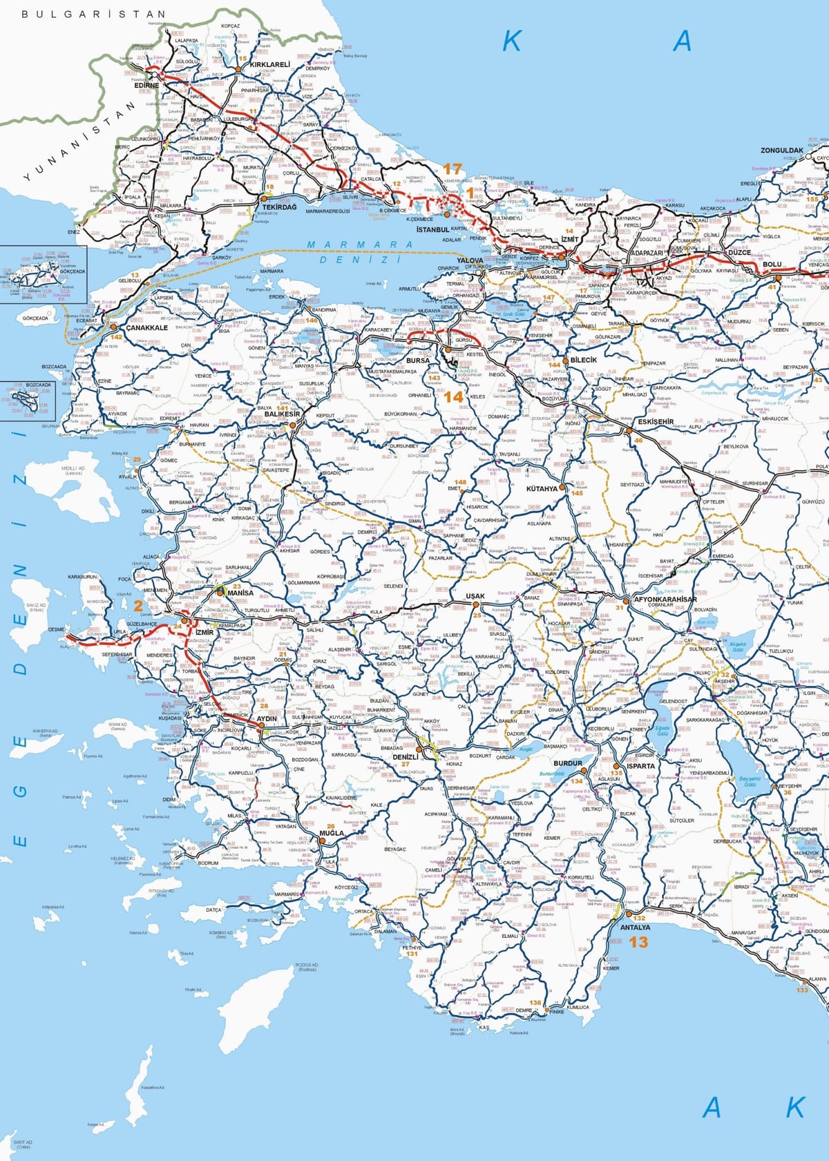 mappa della Turchia occidentale