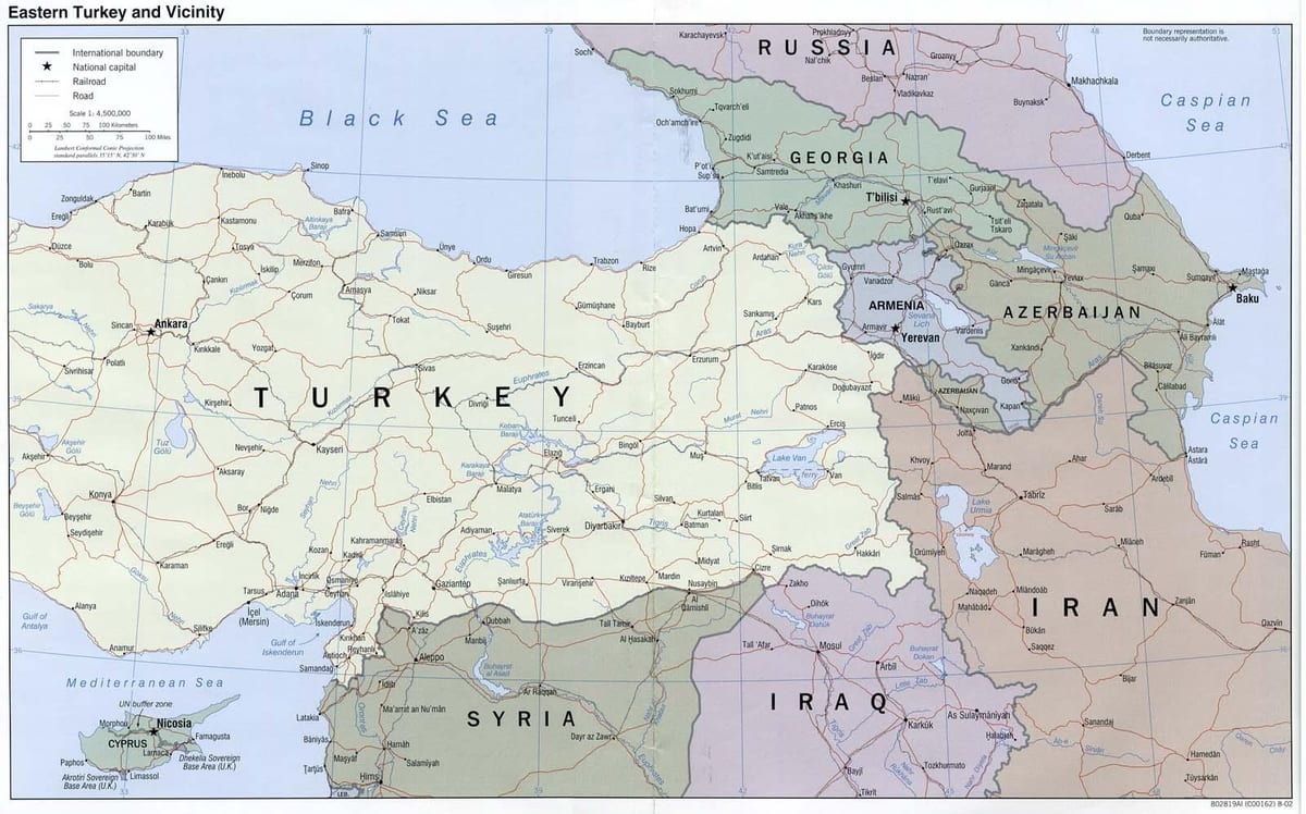 mappa di Turchia orientale
