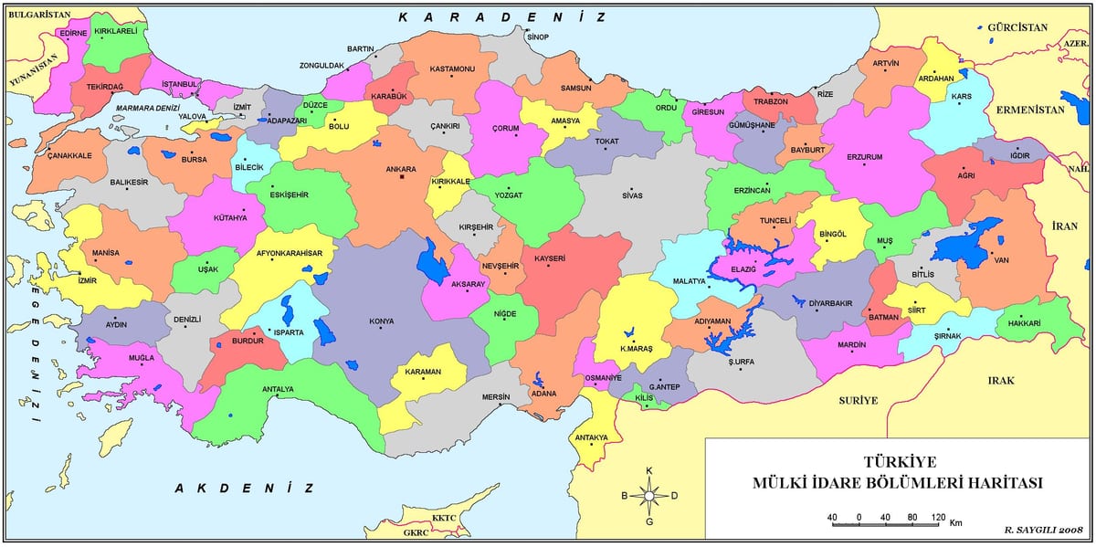 province della Turchia mappa