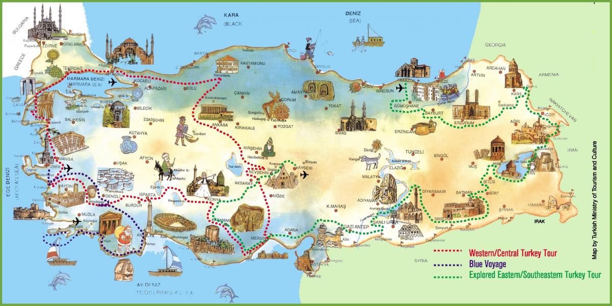Turchia mappa località di vacanza