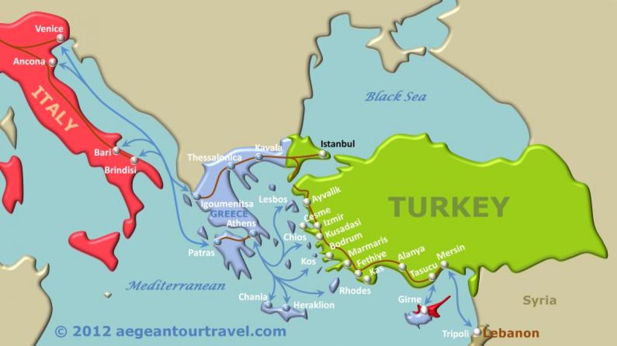 mappa della Turchia traghetto