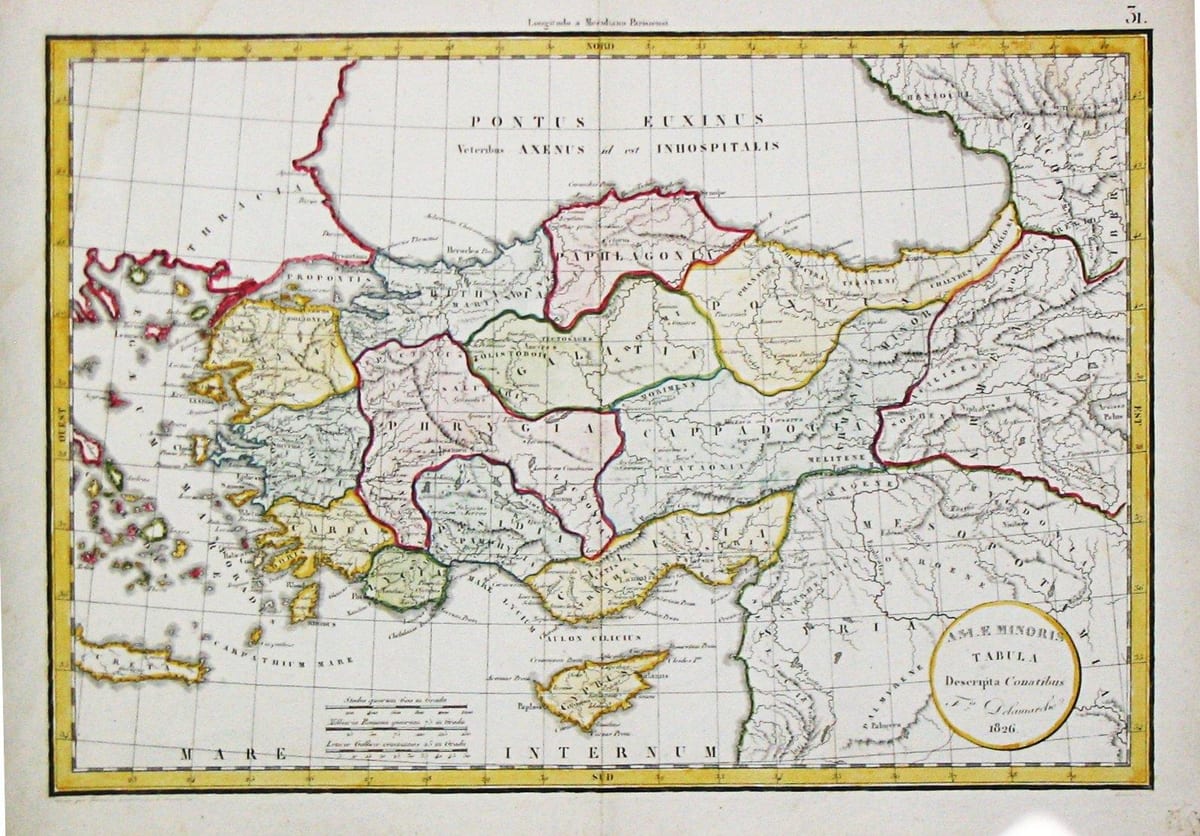 mappa della Turchia vecchio
