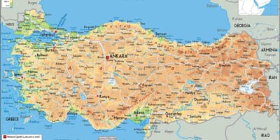 Mappa della Turchia fisico