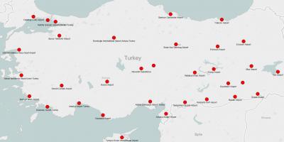 Mappa della Turchia mostrando aeroporti