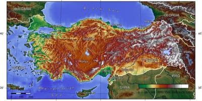 Mappa della Turchia elevazione