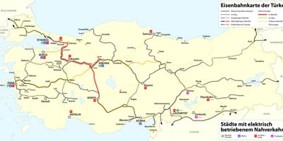 Mappa della Turchia ferrovia