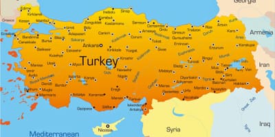 Principali città in Turchia mappa