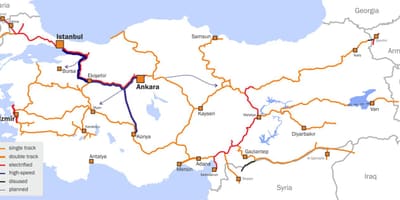 Mappa Turchia treno