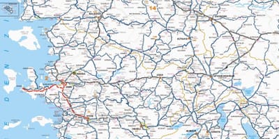Mappa della Turchia occidentale
